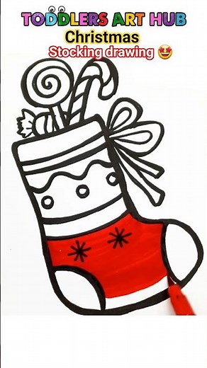 Easy Christmas Stocking Drawing 🧦 | Stocking Drawing | Easy drawings #shorts #art #drawing