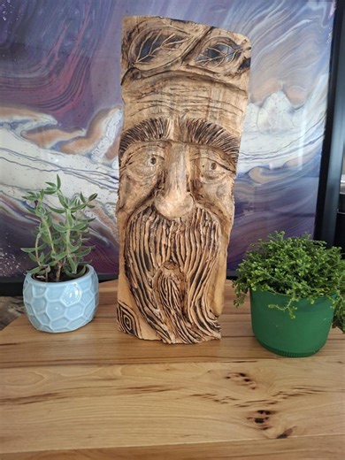 Forest Spirit - Greenman Face Carving - Hardwood - 13 Inches - Etsy