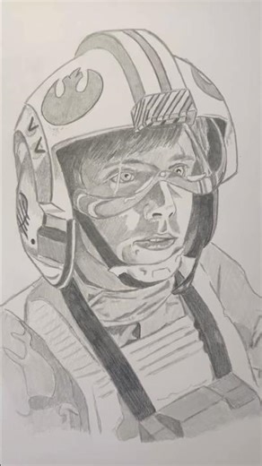 Drawing of X-Wing pilot Luke Skywalker #starwars #art #drawing