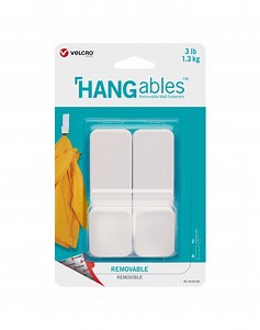 VELCRO Brand HANGables® Removable Hook | Easy-to-Remove Wall Fasteners | Damage-Free, Non-Permanent Hooks | 3lb White 2 ct