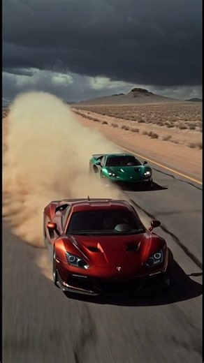 Green vs Red 🔥 Desert Highway Showdown | Cinematic Sports Car Rivalry 4K