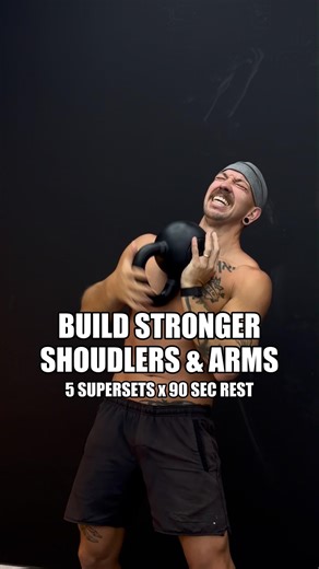 shoulders and arms one-kettlebell superset workout