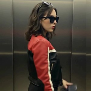 Red & Black Leather Moto Jacket: Cropped Retro Racing Style - Etsy