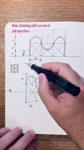 95K views · 7K reactions | Here’s one example with curves in perspective. ———————— Fountain pen: Opus 88 Demo F nib @opus88writing Sketchbook: Sketch from Chartwell Books @chartwell.books Ink: @noodlersink #art #architecture #teaching #lines #practice #architect #drawingsketch #building #city #urban #perspective #house #reels #artreels #object #teaching #arcades | SketchViews | Facebook