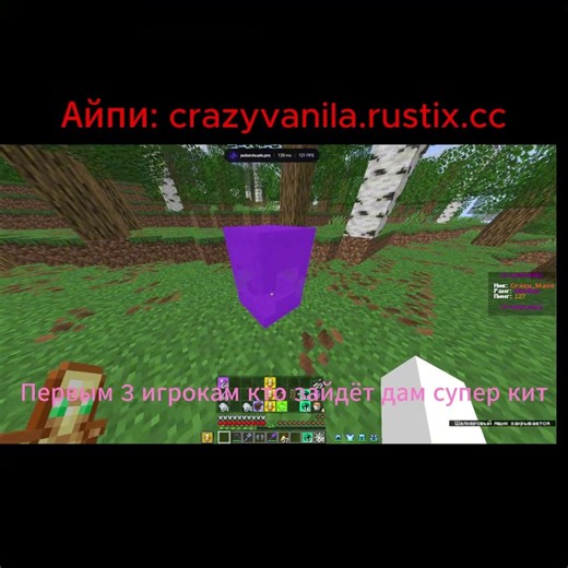 Заходите на мой сервер айпи:crazyvanila.rustix.cc #майнкрафт #свойсервермайнкрафт #minecraft
