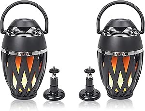Sound Town 2-Pack Portable Bluetooth Speakers with LED Lights, True Wireless Stereo (TWS) Bluetooth, Wall Mount Brackets, and Decorative Flame, for Outdoors, House Party, Patio and Home (OPIK-F1-PAIR)
