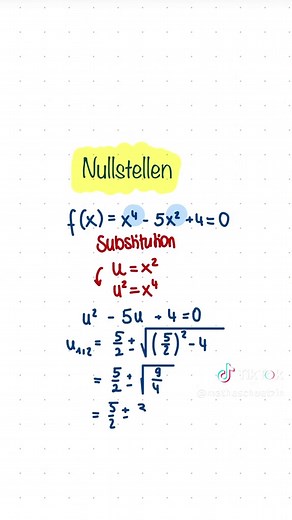 ein neuer Buchstabe löst hier alle Probleme! Ich erkläre Dir die Substitution und je du so an Nullstellen kommst, schneller als im Matheunterricht! #mathe #analysis #nullstellen #substitution