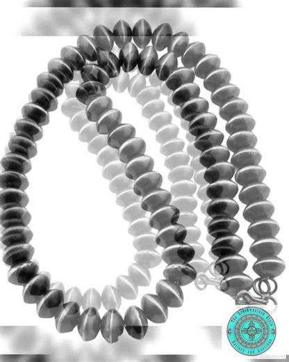 11mm Navajo Pearls Necklace Sterling Silver Saucer Beads Choker Necklace 20"L