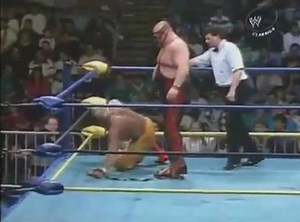 On February 21, 1993 WCW SuperBrawl III was held at the Asheville Civic Center in Asheville, North Carolina. The main event was a “White Castle of Fear Strap” match between Big Van Vader (with Harley Race) and Sting. Vader's WCW World Heavyweight Championship was not on the line in the main event as the match was not sanctioned by WCW. After a DDT (3:25 mark of the video) and some stiff punches from Sting (4 minute mark), Vader begins to bleed from his ear. This event also marked the return of R