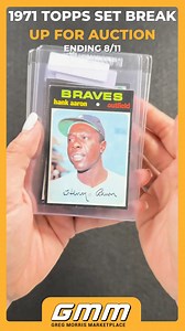 The newest weekly auction on the Greg Morris Marketplace includes a raw 1971 Topps set break ending on Sunday, August 11th at 5PM Pacific. The highlights of this latest auction include Hank Aaron, Pete Rose, the Don Baylor/Dusty Baker RC, Willie Mays and many, many more. As always, there's no extended bidding and no buyer's premium. Be sure to check back weekly for more great auctions! | Greg Morris Cards