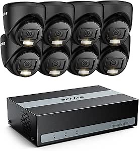 ANNKE 8 Channel Security Camera System, 3K Lite DVR Recorder with 1TB eSSD, 8X 2MP Wired Black Turret Cams with Smart Color Night Vision, AI Motion Detection, Easy Remote Access, Smart Playback
