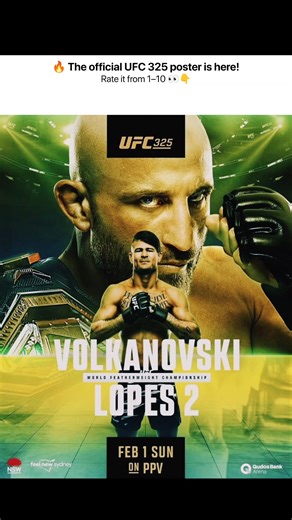 UFC 325 Official Poster Revealed! 🇦🇺 Volk vs Lopes 2