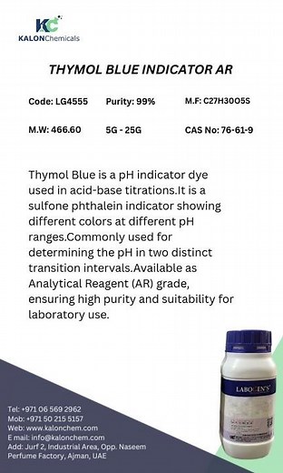 Thymol Blue – Dual-Range pH Indicator for Accurate Titration #industrialchemicals #researchchemicals