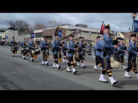 New Jersey State Police Pipes + Drums of the Blue + Gold Bagpipes @ Union NJ St Patrick's Day Parade