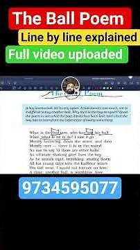 The Ball Poem by John Berryman | Line by Line Explanation in Easy Language #cbse #firstflight