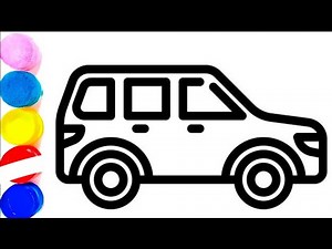 How to Colour an SUV / Jeep Drawing | Simple Car Outline Colouring Page | Colouring a Big Family Car