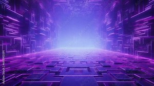 Synthwave tech Digital synthwave violet abstract background tech - Seamless loop animation, created using AI Generative Technology Stock Video