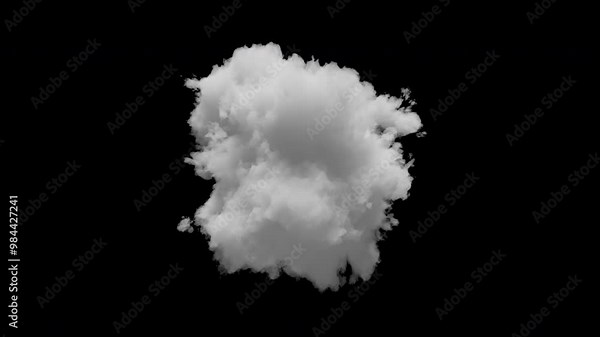 3D small cloud with alpha channel and looping animation. Slowly transforms in space