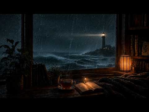 Rain Sounds for Sleep 🌧️ Stormy Sea & Lighthouse | Deep Sleep, Insomnia Relief · 3 Hours