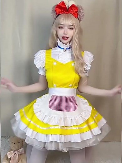 Cute Yellow Maid Cosplay Dress – L 5XL Sweet Lolita Outfit 💛