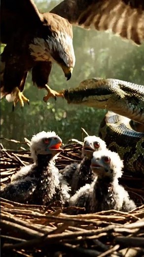 Epic Wildlife Showdown: Mother Bird vs Giant Python Protecting Her Chick