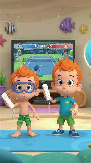 Bubble Guppies Play Wii Sports Tennis Together