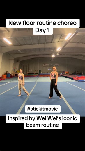 Day 1 of working on my new floor routine with @nadia So excited for this routine, inspired by the iconic gymnastics movie Stick it🤘 Going full out Wei Wei style🤣 Ps… not a hip-hop dancer😅 #gymnastics #stickitmovie #floorroutine #choreography #hiphop