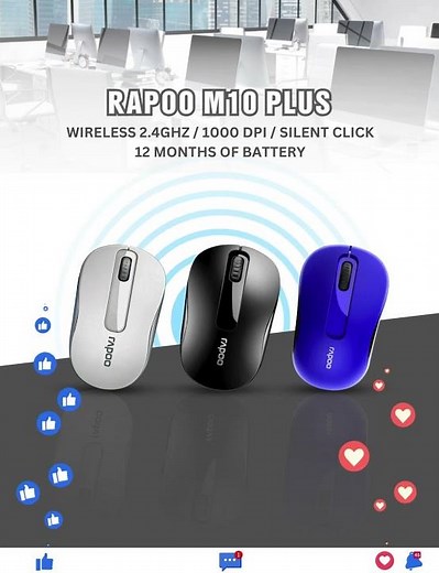RAPOO M10 PLUS (Silent Wireless Optical Mouse)