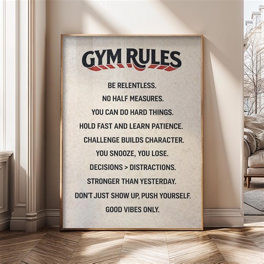 Gym Rules Wall Art Canvas Print, Fitness Quote Poster, Workout Motivation Wall Decor, Gym Wall Art, Inspirational Gym Poster - SH233A - Etsy UK