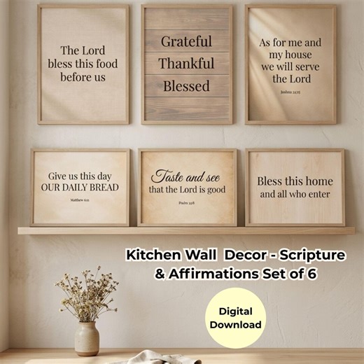 Farmhouse Christian Kitchen Decor Printable, Bible Verse Wall Art Set, Daily Bread Scripture Print, Neutral Home Decor - Etsy
