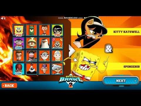 Super Brawl 2 (Kitty Katswell and SpongeBob vs Kyle and Chum Chum) (Tag Team Gameplay)