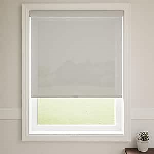 Cordless Light Filtering Solar Shades for Indoor Windows - 18" W x 72" L - Light Gray, Over 3,000 Custom Sizes, Easy to Install, Roller Shades for Windows with Enhanced Glare Control by Lumino