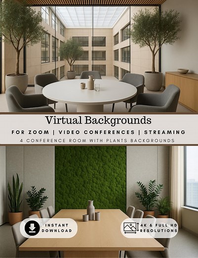 4 Conference Room With Plants Zoom Backgrounds | Virtual Backgrounds for Zoom, MS Teams, Google Meet, Video Conferences, Streaming - Etsy Canada