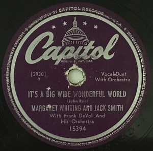 Margaret Whiting And Jack Smith With Frank DeVol And His Orchestra - It's A Big Wide Wonderful World / Sunflower