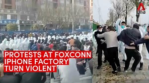 40K views · 713 reactions | WATCH: Workers and security personnel clash at Foxconn's flagship iPhone plant in China, with some people being beaten with sticks. Read more: https://cna.asia/3ADZ4cP (Video: AP, Reuters) | CNA | Facebook