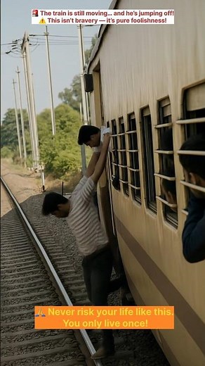 🚨 He Jumped Off a Moving Train 😱 | Real Life Warning Video | Train Safety Awareness #gradecrossing