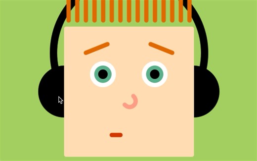 Processing鼠标交互曲线段圆形构成卡通人物动态海报