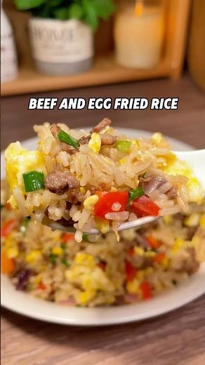 Super Easy Wok Beef & Egg Fried Rice, perfect quick meal!#BeefAndEggFriedRice#FriedRiceRe cipe