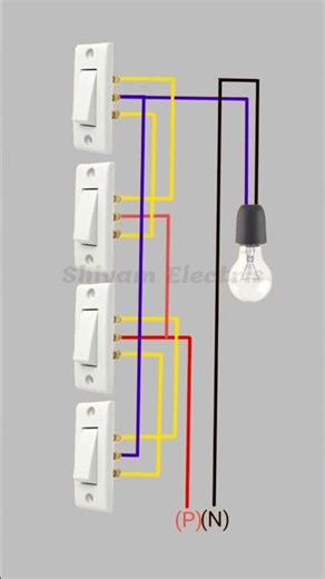4 Switch 1 LED Light Control Wiring #shortvideo #diy #electronic #electronicsproject