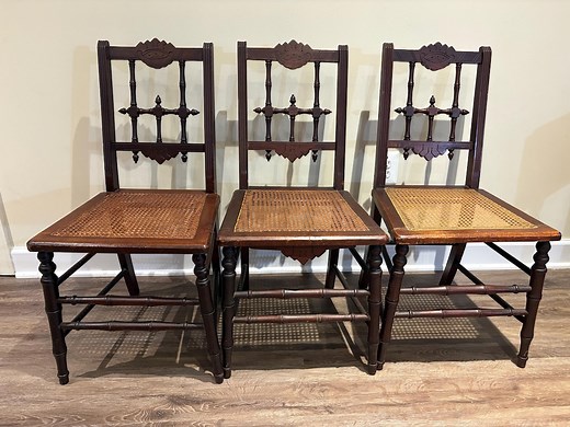 Set of 3 Antique Eastlake Victorian Chairs–hand-carved Walnut, Professionally Restored With Hand-cane Seats, Circa 1880s/messagefortransport - Etsy Canada