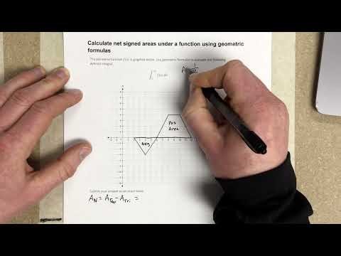 Calculate net signed areas under a function using geometric formulas