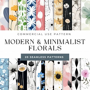 Seamless Minimalist Modern Floral Patterns Watercolor Floral Pattern PNG Modern Flower Pattern Botanical Pattern Minimalist Flower Patterns - Etsy