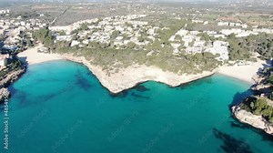 Cala Mandia. Beautiful view of the seacoast of Majorca with an amazing turquoise sea, in the middle of the nature. Concept of summer, travel, relax and enjoy
