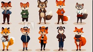 Exploring a vibrant group of animated animal characters showcasing diverse outfits and personalities in a whimsical setting Stock Video
