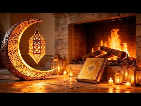 Luxurious Ramadan Fireplace 🔥 Islamic Ambience 4K | TV Screensaver رمضان كريم