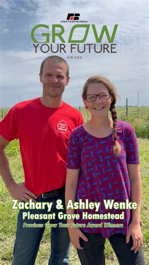 1.2K views · 110 reactions | With 43 different fruit and vegetable crops, honey, chicken, and eggs, Zachary and Ashley Wenke are growing diverse opportunities for their farm and unique local food options for their community! See how Iowa Farm Bureau’s Grow Your Future Award has given the Wenkes and other young ag entrepreneurs a helpful boost. And learn more about the award at IowaFarmBureau.com/GrowYourFuture | Iowa Farm Bureau | Facebook