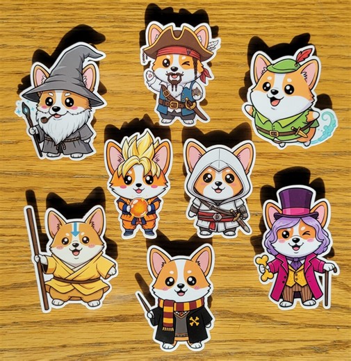 Kawaii Corgi Sticker Pack – Pop Culture Cosplay, 8-piece Vinyl Decal - Etsy