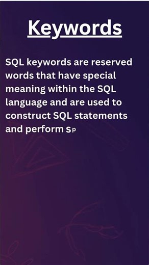 Keywords & Data Types in SQL