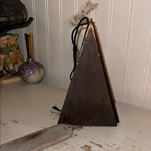 Rustic vintage handmade branded Metal Triangle wind chime Bell