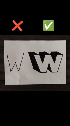 3D Alphabet W Drawing 🤩 | 3D Trick Art 🎭#shorts